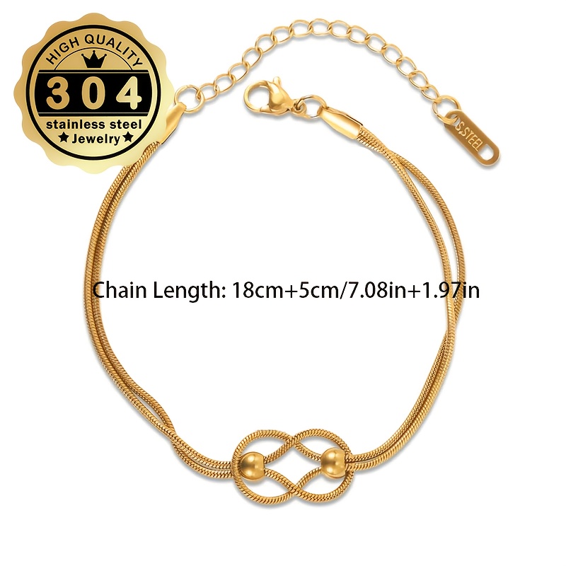 Women's Elegant Knotted Bead Design Stainless Steel Bracelet